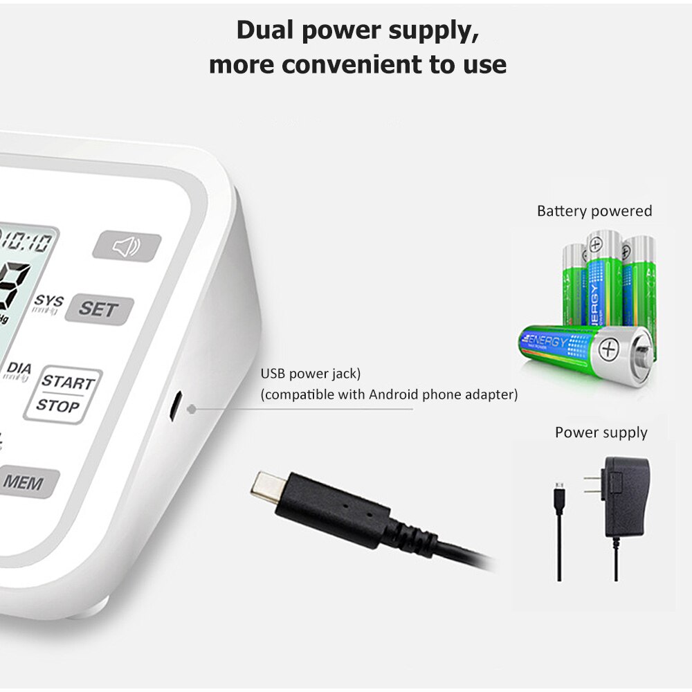 LCD Display Upper Arm Automatic Digital Blood Pressure Monitor Cuff Home Sphygmomanometers Measurement Blood Pressure HH