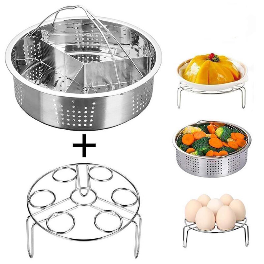 Stainless Steel Steamer Lattice Vegetables Separated Plate Rice Cooker Egg Racks Separated Steamers Rack Steamed Basket