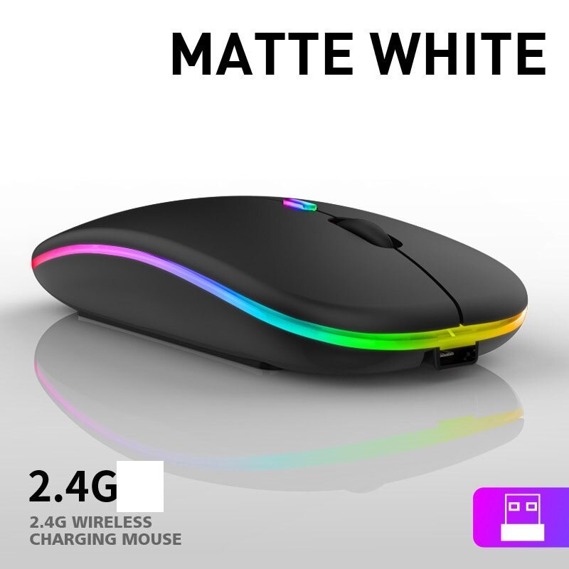 2.4G Wireless Mouse USB Rechargeable Mouse Silent Mute Office Mice Backlit Mouse Optical Ergonomic Gaming Mouse: gradient lights D