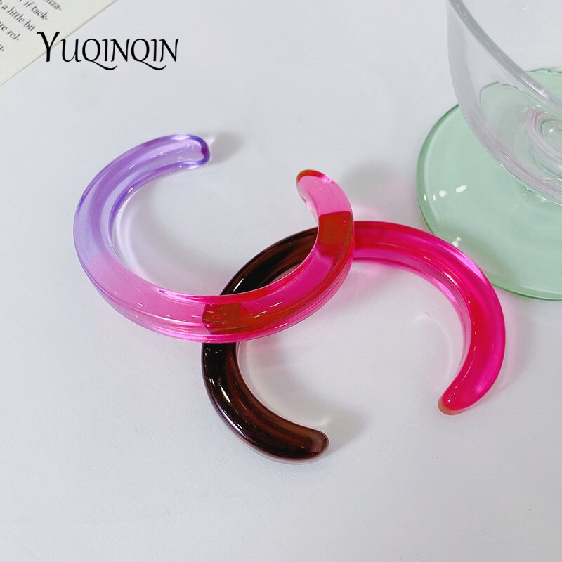 Braccialetti con ciondoli trasparenti colorati Desinger per donna braccialetti aperti indiani in resina di grandi dimensioni per gioielli di moda in acrilico per ragazza