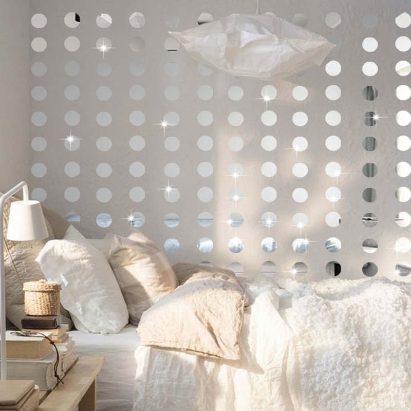 Pegatinas acrílicas de lunares para decoración del hogar, papel tapiz de 5cm, de lunares dorados y plateados, para dormitorio, cuarto de niños, 20/50 Uds.