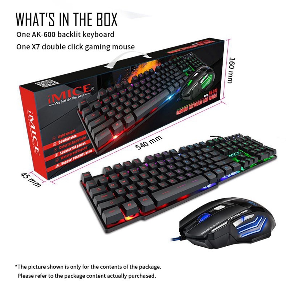 Gaming Keyboard and Mouse Set USB Wired Keyboard with Backlight Ergonomic Silent Gaming Keyboard Mouse Set For PC Desktop Gamer