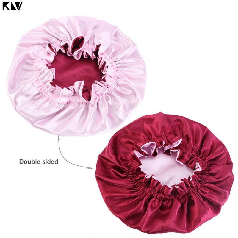 Bonnet de nuit en Satin soyeux pour bébé, Double couche réglable, Turban de nuit pour fille, couleur unie, mignon, à la ,