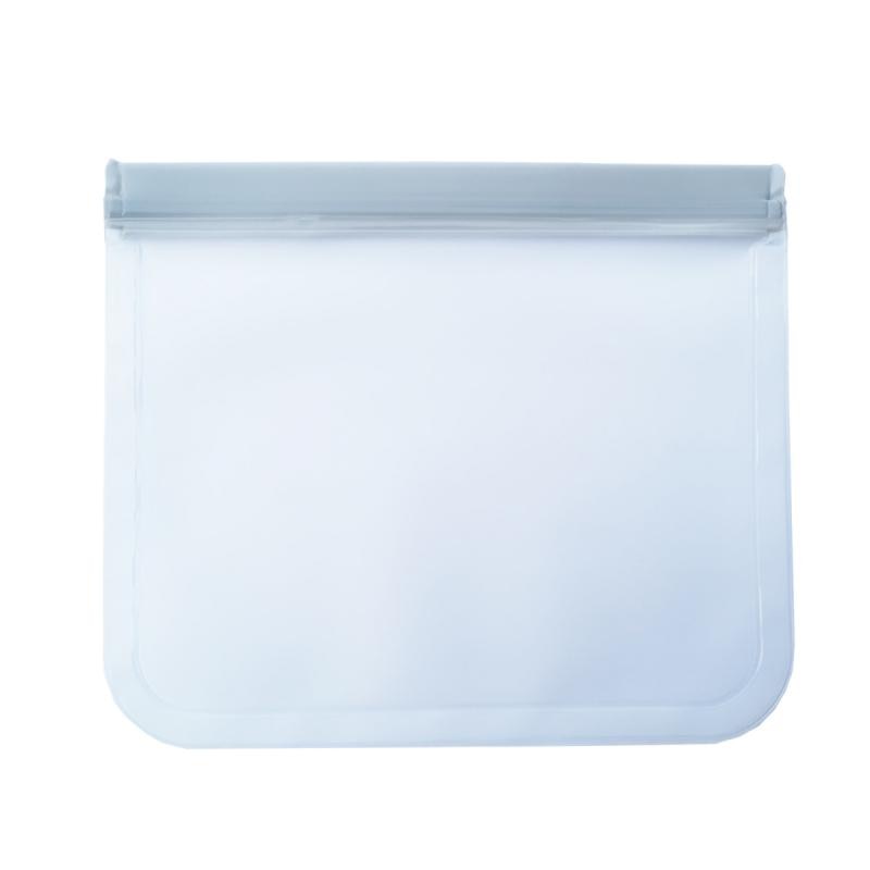 Translucent Food Storage Bag Reusable Freezer Bag PEVA Ziplock Silicone Bag Leakproof Top Kitchen Organizer: Gray