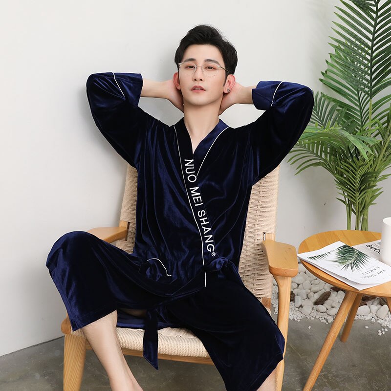Grey Long Sleeve Chinese Men Rayon Robes Gown Male Kimono Bathrobe Nightwear Man Thick warm Gold Velvet Nightgown L-XXXL