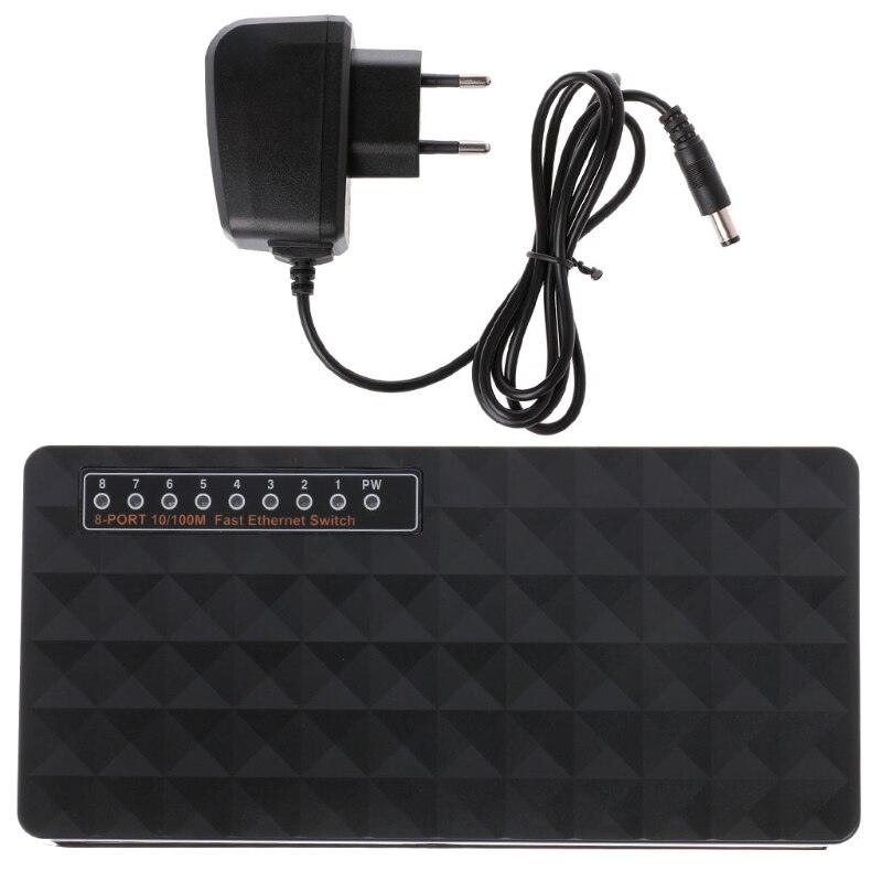 8-Port 10/100Mbps Ethernet Network Switch HUB Desktop Mini Fast LAN Switcher Adapter