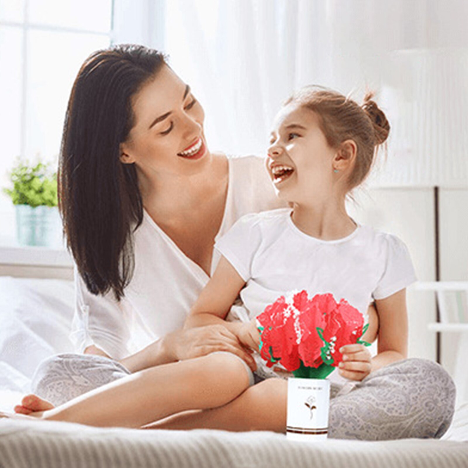 3D Pop Up Rose Bouquet Paper Sculpture DIY Handmade Anniversary Greeting Card