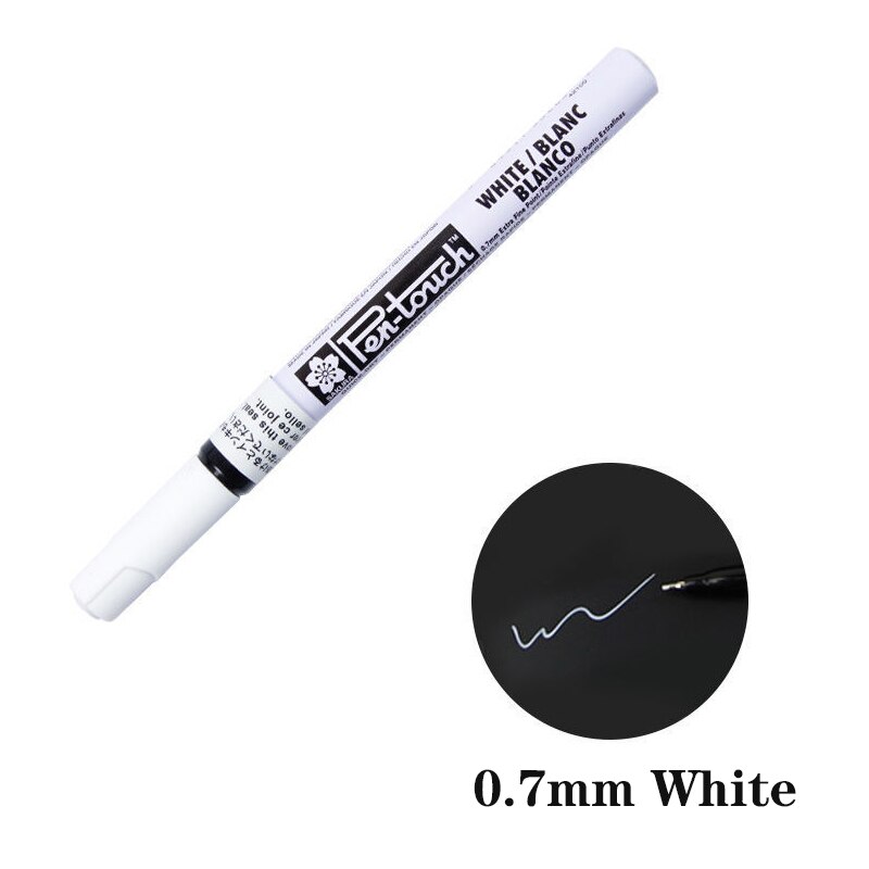 Silver Gold Permanent Metallic Marker Pens 0.7/1.0/2.0mm Student Sketch Graffiti Art Markers Hook Liner Pen Japanese Stationery: 0.7mm White