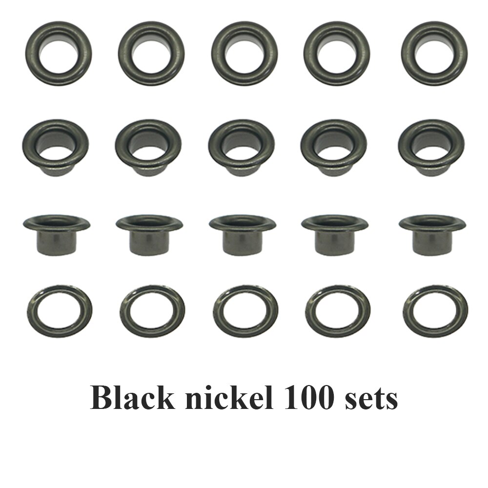 Special offer 50/100sets/pack(Outer diameter)9.5mm(internal )5mm price silver eyelets for bags: 5mm Black 100 sets