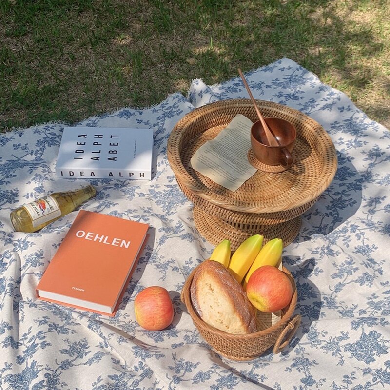 Ins Blue Rose Tablecloth Retro Flower Print Table Cover Picnic Cloth Home Decorations Living Room Bedroom Decor manteles de mesa