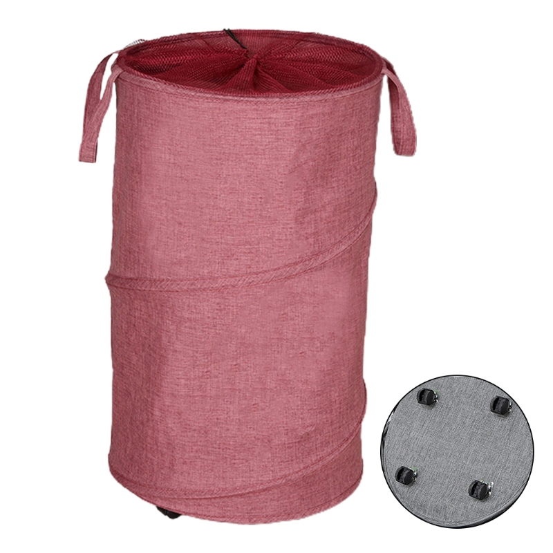 Large Rolling Laundry Basket Wheels Collapsible Tall Laundry Hamper Handle Foldable Dirty Clothing Fold up Baskets