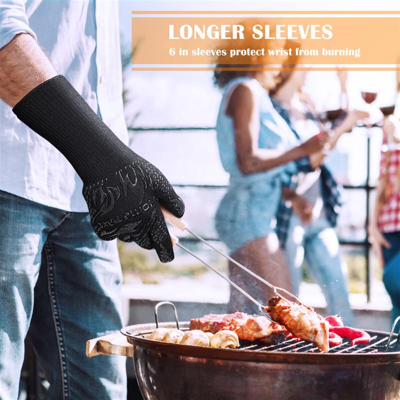 Guante térmico para horno, resistente a menos de 800 ℃, algodón, silicona, protector, guantes para cocinar a la parrilla, accesorios para hornear, 1 par