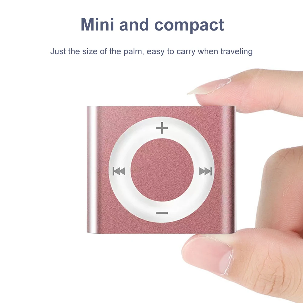 Mini-MP3-Player, Metall-Clip-on-Sportmusik-Player, 64 G-Erweiterung, 180 mAh, eingebauter Lautsprecher, Touch-Tone mit Kopfhörer für Studenten