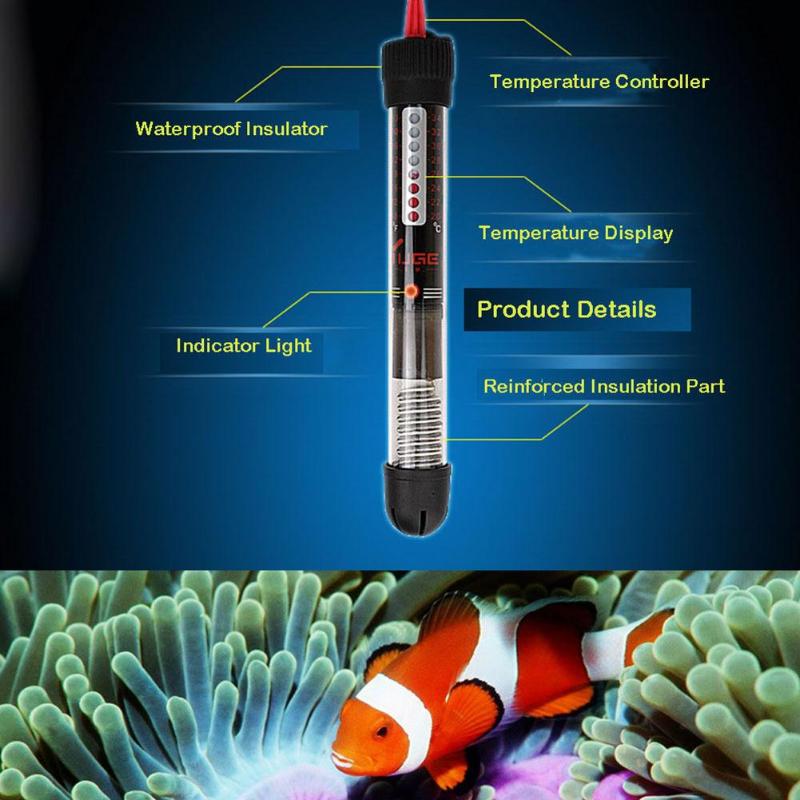 Barra de calentador de acuario 25/100/200/300W, termómetro de Acuario, pegatina, controlador de temperatura, calentador para acuario, Mini pecera