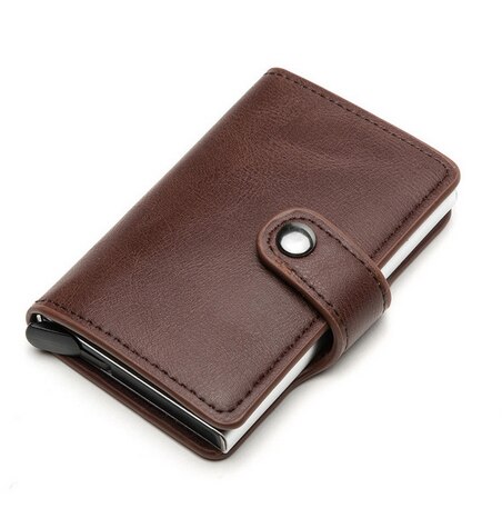 Mannen Credit Card Houders Business Id Card Case Mode Automatische Rfid Kaarthouder Aluminium Bankkaart Portefeuilles: Brown