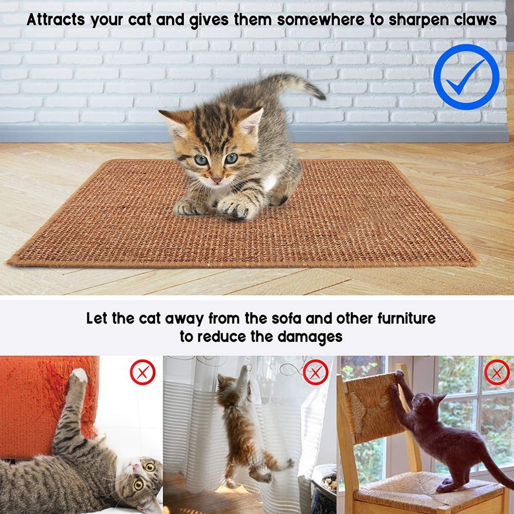 Natuurlijke sisal kattenkrabmat krabpaal kattenkrassen bescherming meubels krabplank willekeurige kleur