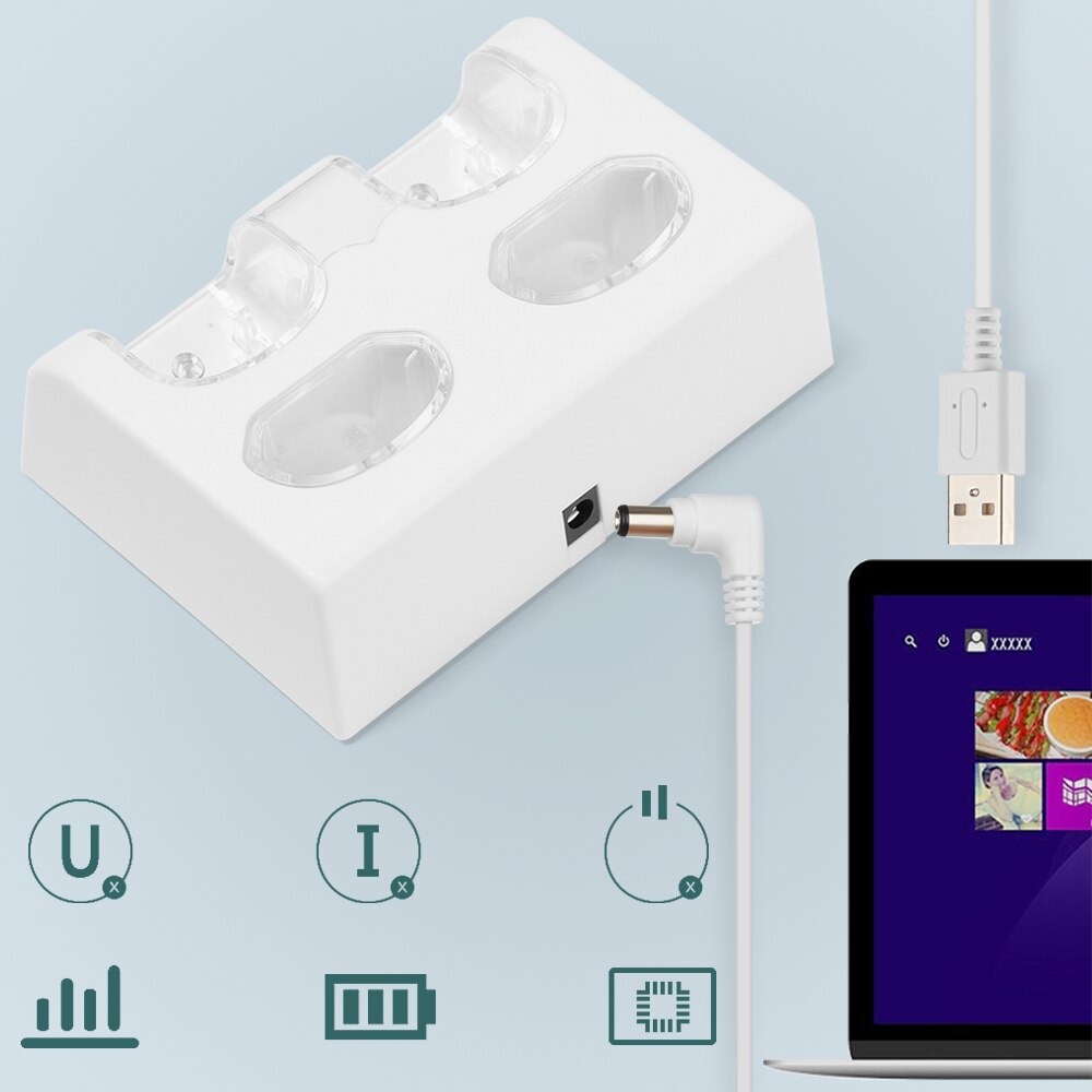 Draagbaar oplaadstation, oplaadstation met 4 oplaadbare batterijen voor de nintendo wii-afstandsbediening en gamingaccessoires