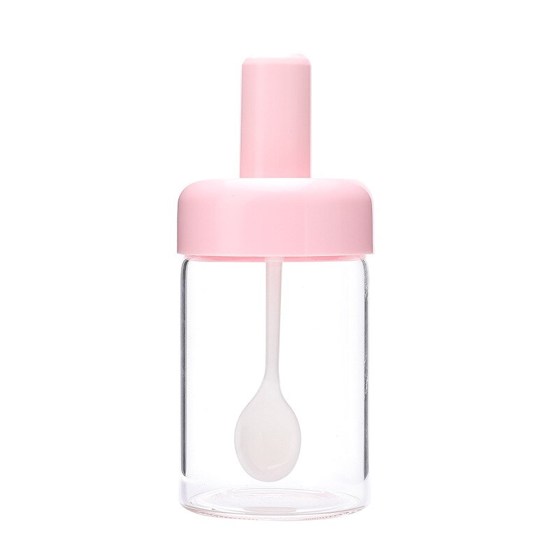 1 Pcs Caster Olie Pot Honing Spice Potten Zout Blikken Opslag Container Peper Kruiden Keuken Met Lepel/Borstel/stok En Deksel: spoon pink