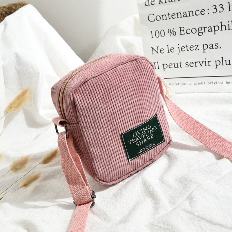Sac à bandoulière solide en velours côtelé pour femmes, sac à main à épaule simple, fourre-tout mignon, sac messager, porte-monnaie pour filles, décontracté