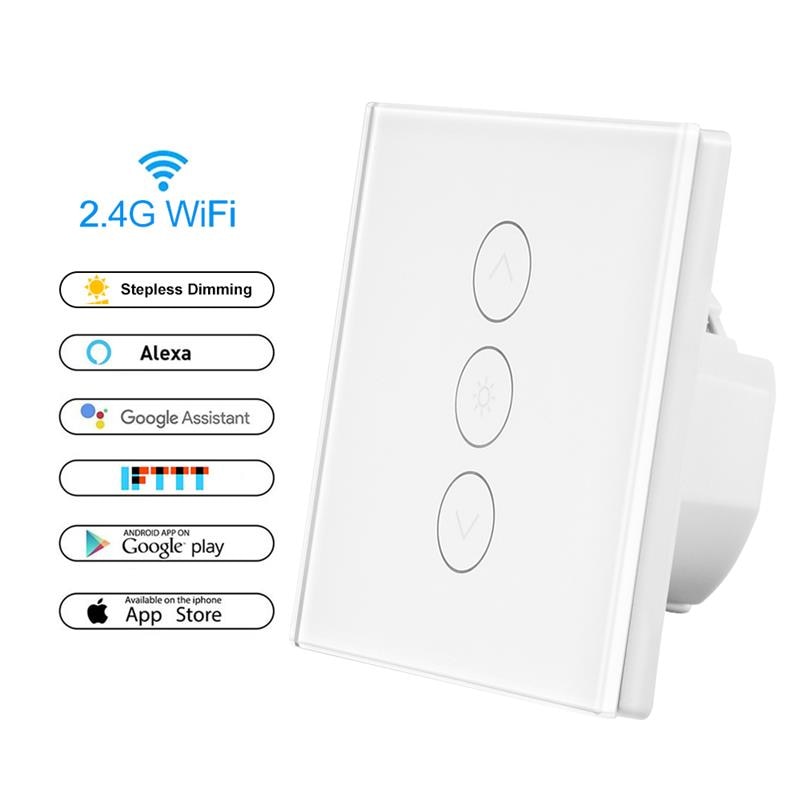 Atenuador Led de 220v, interruptor Wifi inteligente, Interruptor táctil para luz, funciona con la bombilla E27 del asistente de Google Alexa IFTTT: Switch