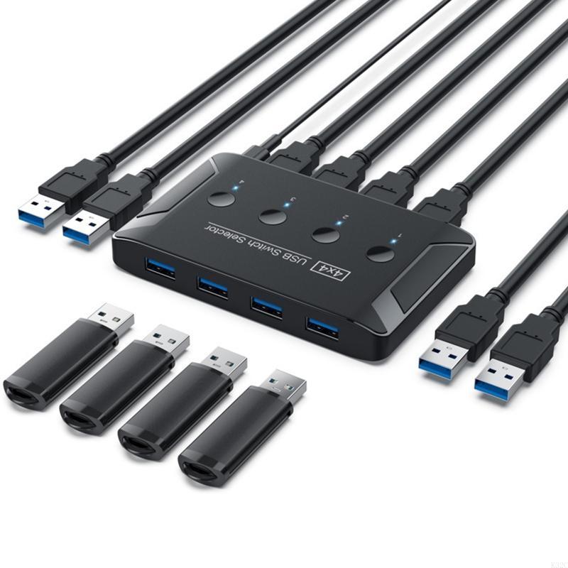 K32C USB KVM Switch USB2.0 Switcher KVM Switch for Windows10 PC Keyboard Mouse Printer 4 PCs Sharing 4 Device USB Switch