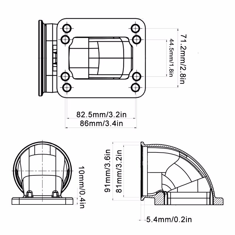 Stainless Steel 3 Inch 90 Degree Elbow Adapter Flange Cast Turbo Elbow Adapter Flange For T3 T4 Turbocharger