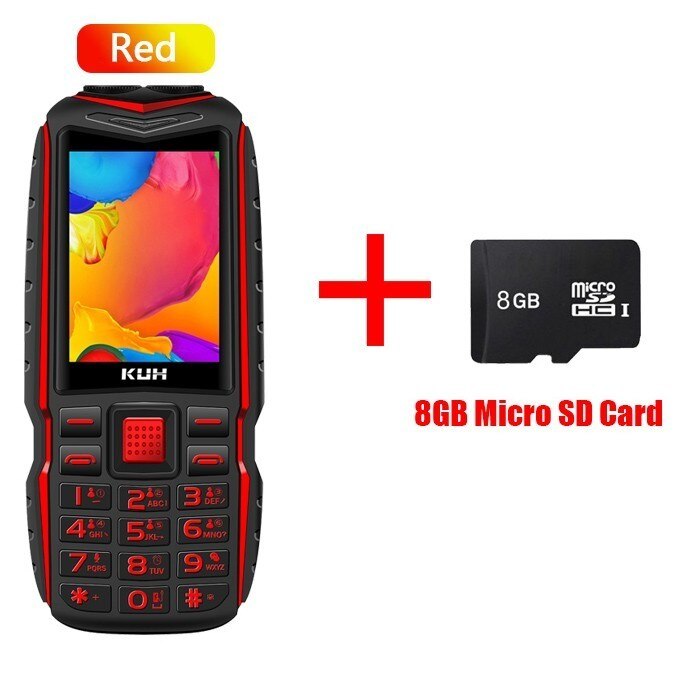 Russische Toetsenbord Fm Mobiele Telefoon 3800Mah Batterij Power Bank Dual Hoge Zaklamp Quick Dial Robuuste Dual Sim Mobiele Telefoons kuh T3: Russian keyboard / Red add 8GB card
