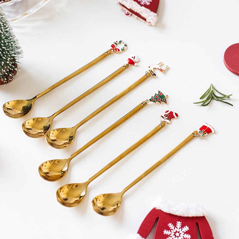 Roestvrij Kerst Lepel Jaar Xmas Party Tafel Ornamenten Koffie Lepel Kerst Decoraties Voor Huis Noel