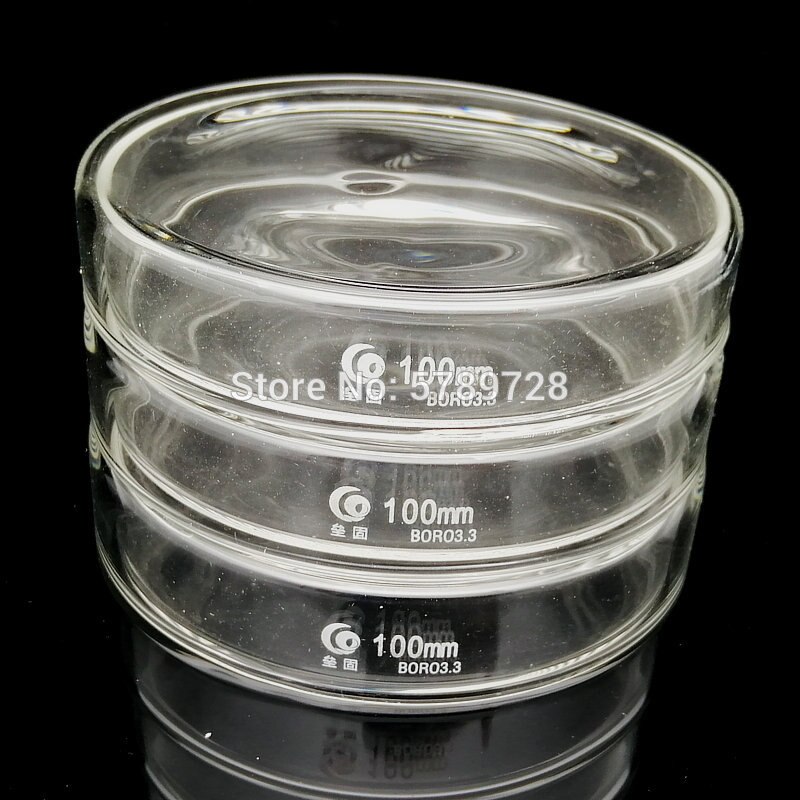 2pcs 100mm Borosilicate glass Petri Culture Dish For Chemistry Laboratory Bacterial Yeast glass vessel