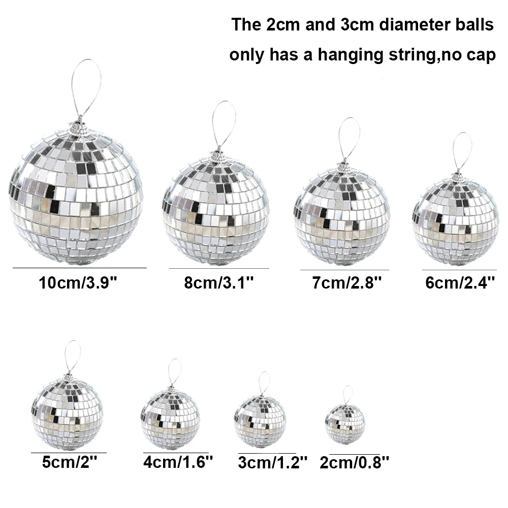 Bola de discoteca con espejo de 2-10cm, decoraciones de de los años 70, adornos colgantes reflectantes para decoración de pasteles de de cumpleaños, suministros de boda