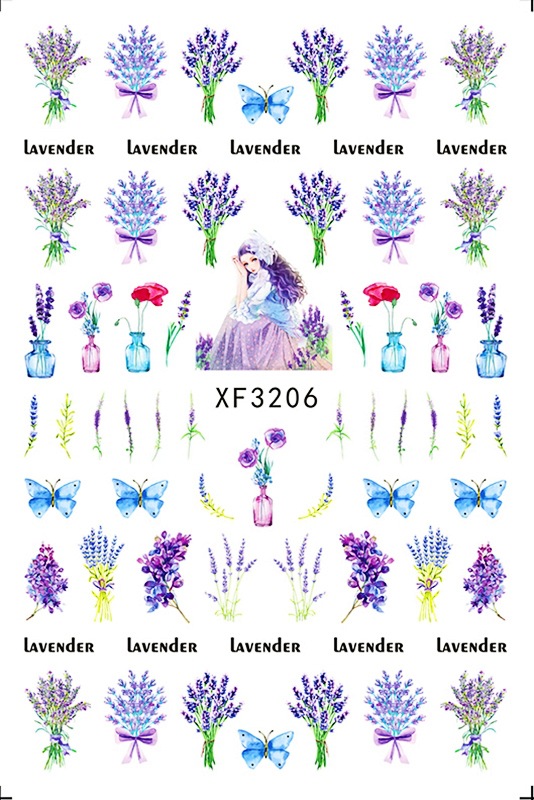 DIY Chinesische Neue Jahr Nagel Aufkleber Selbst Klebe Japanischen Decals Tipps Leopard Frühling Lavendel Nagel Kunst Blume Aufkleber Für NäGel: XF3206