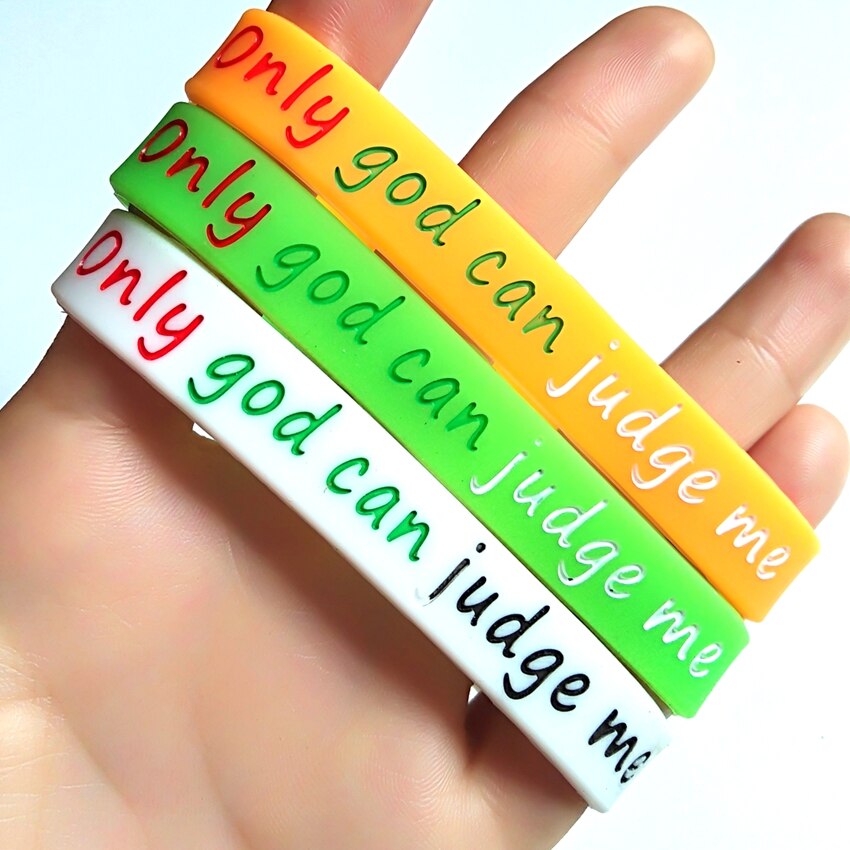 12pcs/lot ONLY GOD CAN JUDGE ME silicone bracelets Width 12mm Religious Jewelry
