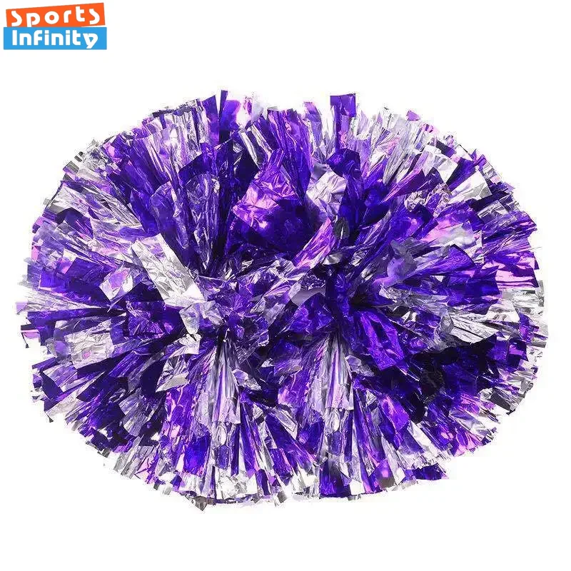 Pompones de porristas con mango, bolas de animación, oro grande, plata, rojo, amarillo, azul, pompones de baile de mano, accesorios para mujeres y niños, 1 ud.