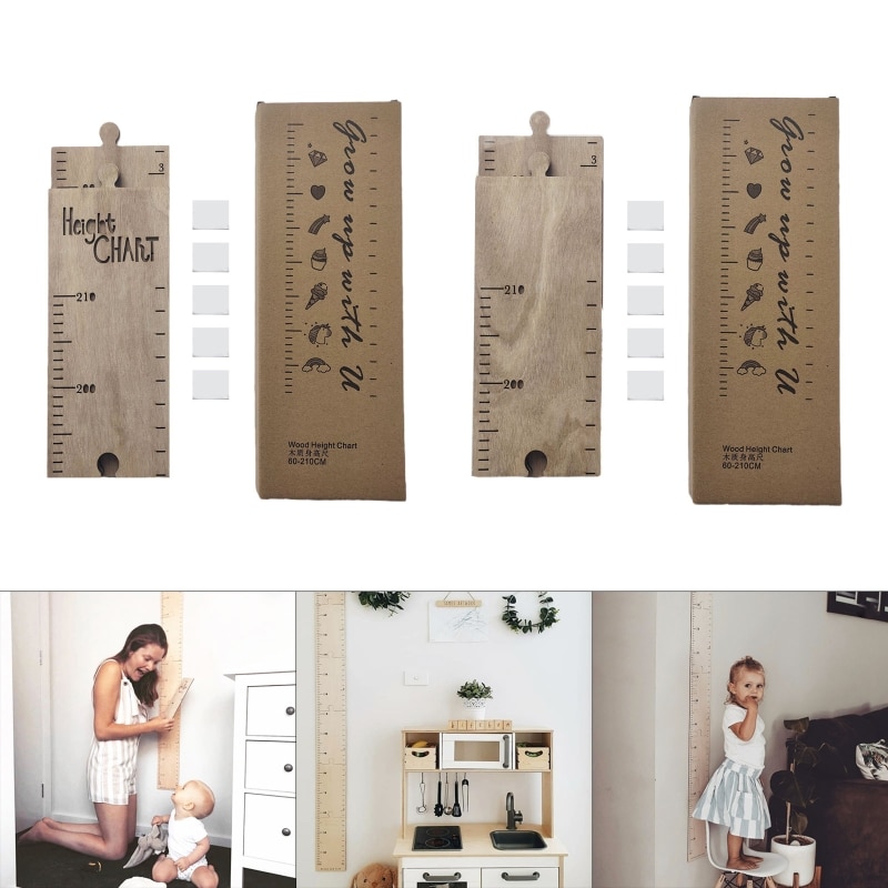 Rekwisieten houten wandhanger baby lengtemeter liniaal muursticker decoratieve kindergroeimeter voor slaapkamer huisdecoratie