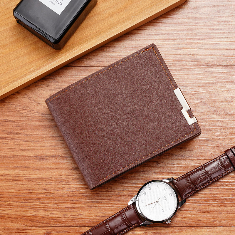 Men Multifunctional Leather Wallet Leisure Travel Lightweight Portable Short Style All Match Male Credit Card Holder Coin Purse: Blue