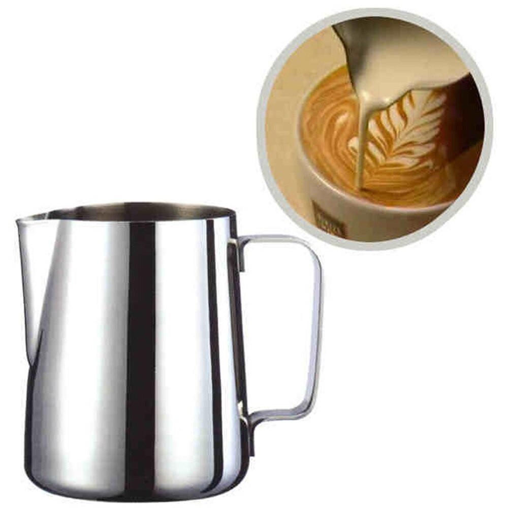 Jarra de espuma de acero inoxidable para cocina, jarro con flor, taza de café Cappuccino, tazas de leche, jarra de Metal con leche