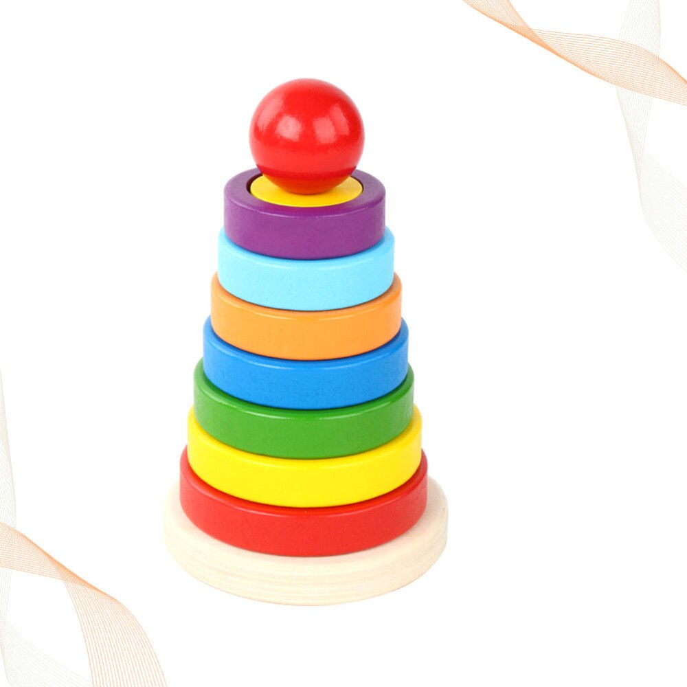 1 set houten grappige duurzame en veilige regenboog stapelspeelgoed voor de ontwikkeling van kinderen