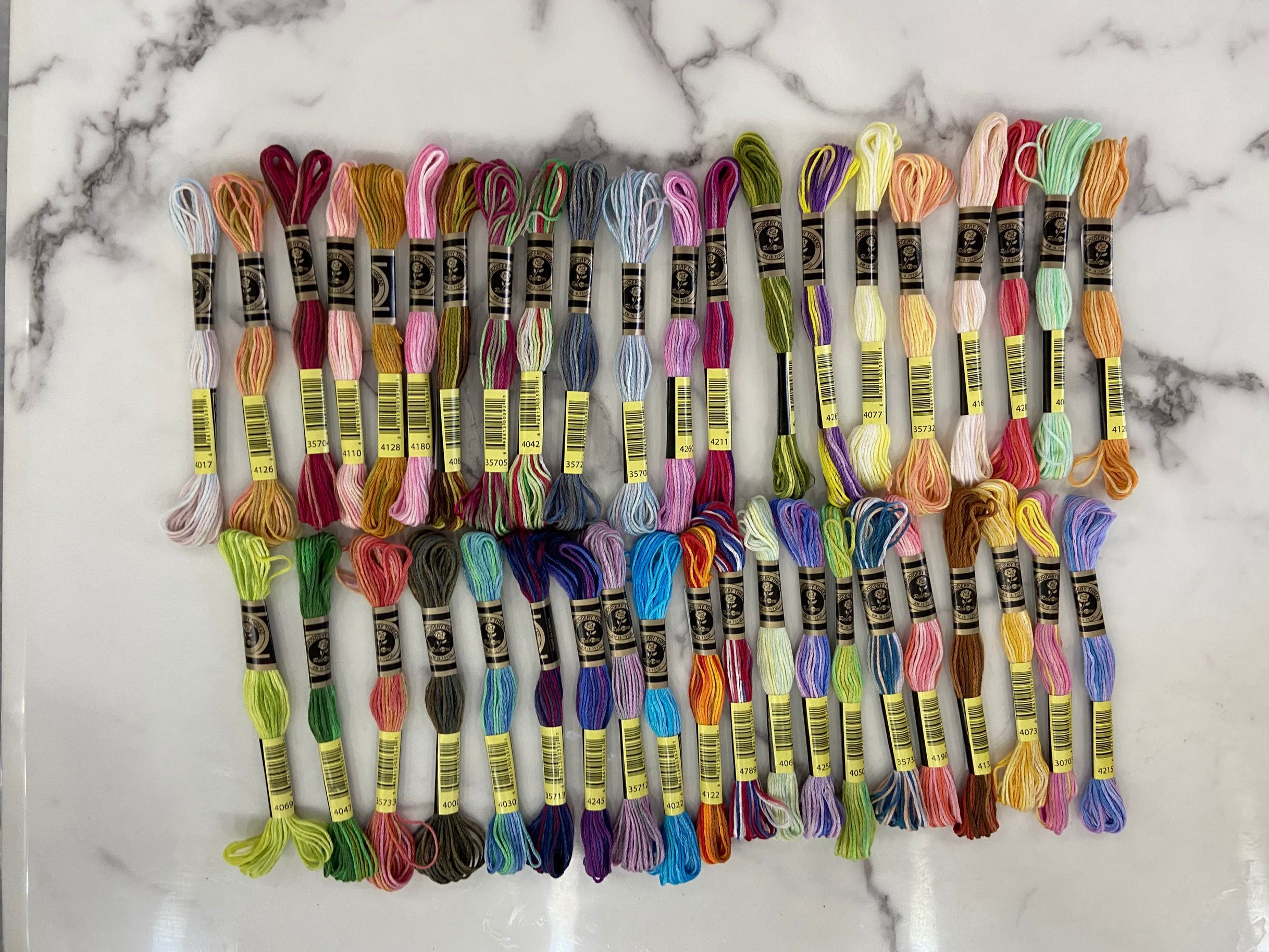 41 Variegated Colors Double Mercerized 100% Egyptian Cotton Embroidery Floss 8 meters per skein Variation Cross stitch rose