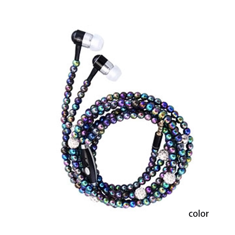 Skatolly Perle Halskette Kopfhörer in-Ohr Rosa Strass Halskette Schmuck Perlen Kopfhörer für Samsung Xiaomi Brithday Mädchen: 8