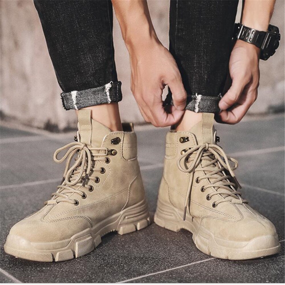 Rijlaarzen Mannen Tooling Schoenen Casual Trendy Schoenen Ademend High-Top Laarzen Herfst Mannen Schoenen Heren Laarzen schoenen Voor Mannen