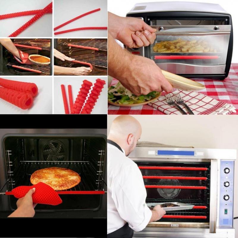 Clip de protection en Silicone pour le bord de la grille du four, 2 pièces, résistant à la chaleur, rouge, ensemble de 2 bandes isolantes pour éviter les brûlures