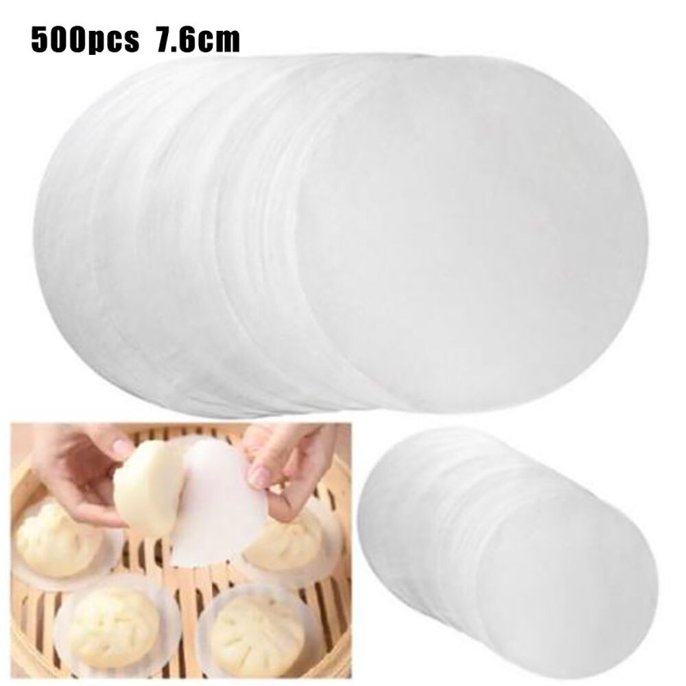 500 stk damperpapir rundt engangspapir non-stick til pau mantou dumplings boller brødkager papirmåtte 7.6cm/9cm 10cm køkken: 7 6cm