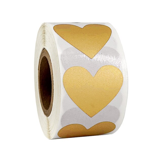3 farver 300 stk hjerteform sølv rose guld skrabe af klistermærker kærlighedsetiket til festaktivitet forretning papirmærkat: Guld