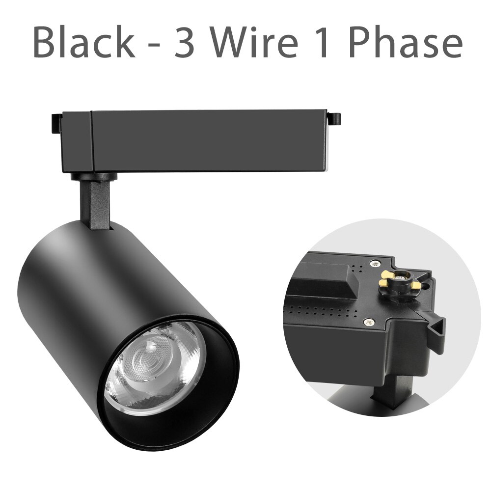 Moderne 35W Cob Led Spoor Licht 2 3 4 Draad Rail Verlichting Systemen Aluminium Plafond Spotlight Keuken Winkel Gang: Black 3 Wire 1 Phase / Cold White