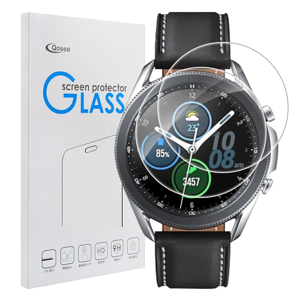 2Pcs Full Screen Gehard Glas Voor Samsung Galaxy Watch3 Screen Protector Gebogen Rand Volledige Cover Anti-Kras Screen guard