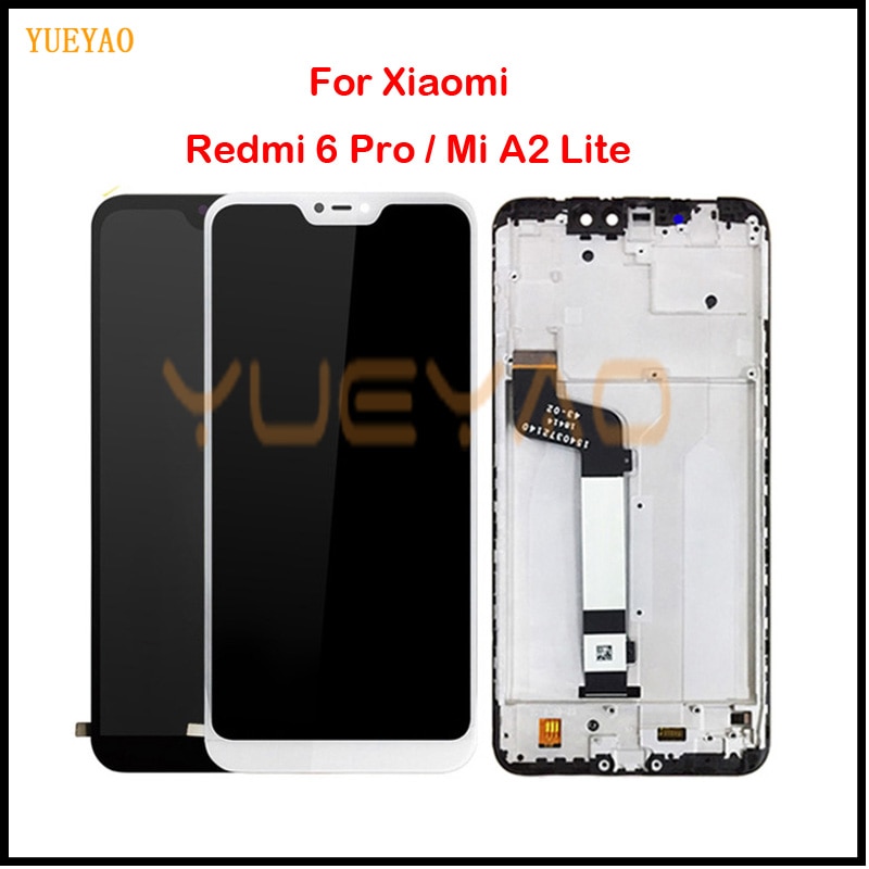 100% Tested Work For Xiaomi Mi A2 Lite 5.84" LCD Display Touch Screen Digitizer Assembly For Redmi 6 Pro + Frame Sensor Pantalla