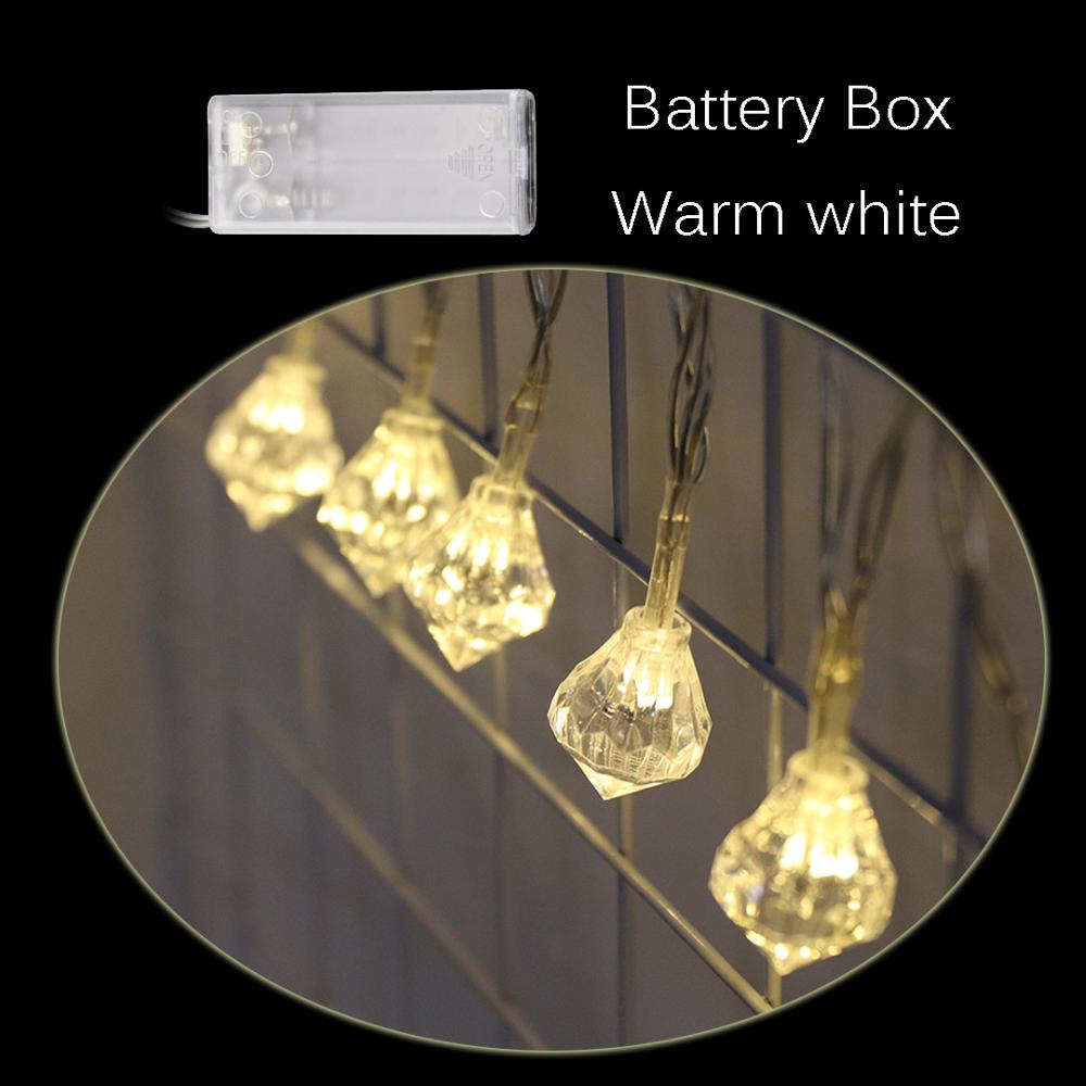 10 led's in diamantvorm, twinkelende lichtjes, kerstversiering voor bruiloften en feesten, feeënkrans: Warm wit (batterij)