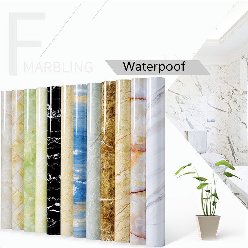 Marble Wall Sticker Waterproof PVC Self Adhesive Wallpaper Heat Resistant Kitchen Countertops Table Furniture Cupboard Wallpaper