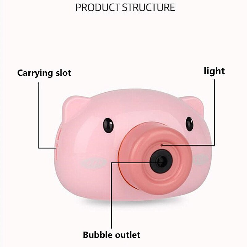 Tegneserie boble maskine legetøj med boble vand lyserød gris elektrisk boble blæser kamera vand boble blæser musik udendørs legetøj