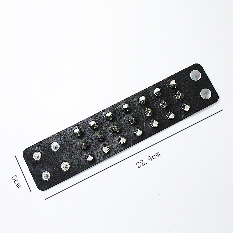 Sangsy único tres filas Cuspidal picos remache Stud cuero ancho Punk Rock gótico Unisex pulsera de hombre joyería